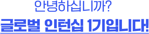 안녕하십니까? 글로벌 인턴십 1기입니다!